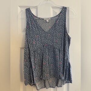 J. Crew Mercantile Navy Floral V-Neck Tank 🌸 💙